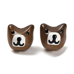 Коричневый Выпечка окрашенные стеклянные бусины, с эмалью, собака, кофе, 14~14.5x14.5x14~14.5 мм, отверстие : 1.4 мм