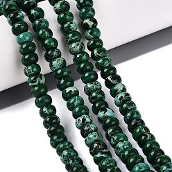 Green Dyed Synthetic Imperial Jasper Beads Strands, Smooth Rondelle, Green, 8x4~5mm, Hole: 0.7~1mm, about 76~82pcs/strand, 15.35~15.94 inch(39~40.5cm)