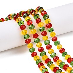 (52) Непрозрачная лаванда Прозрачные стеклянные бусины, граненые, рондель, разноцветные, 8x6.5 мм, отверстие : 1 мм, около 64~66 шт / нитка, 15.55~16.8'' (39.5~42 см)