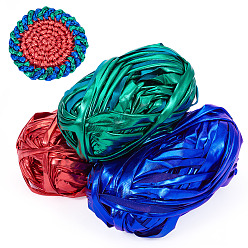 Mixed Color 3Pcs 3 Colors Sparkle Polyester Ribbon, Cloth Ribbon for Clothes Sewing, Mixed Color, 19mm, 1pc/color
