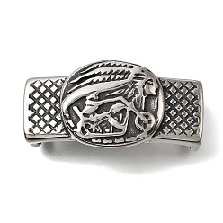 Rectangle 304 из нержавеющей стали слайд прелести, для изготовления кожаных браслетов, античное серебро, шаблон, прямоугольные, 42.5x21.5x11.5 мм, отверстие : 13x6.5 мм