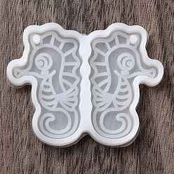 Sea Horse DIY силиконовые формы для кулона, формы для литья смолы, инструменты для производства глиняных ремесел, белые, морской конек, 40x50x4 мм, отверстие : 3 мм, внутренний диаметр: 35x22 мм