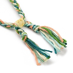 Olive Drab Cotton Braided Rhombus Pattern Cord Bracelet, Ethnic Tribal Adjustable Brazilian Bracelet for Women, Olive Drab, 5-7/8~14-1/8 inch(15~36cm)