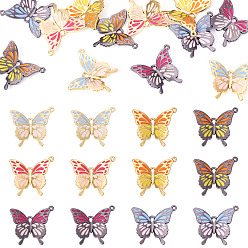 (52) Непрозрачная лаванда 12 шт 6 стили подвески из сплава эмали, без кадмия, без никеля и без свинца, очарование бабочки, золотые, стойки покрытие, разноцветные, 20.5~26.5x23~25x3.5 мм, отверстия : 1 mm и 1.6 мм, 2 шт / стиль