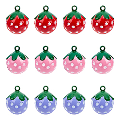 (52) Непрозрачная лаванда 12 шт 3 цвета для выпечки окрашенные латунные подвески-колокольчики, клубничное очарование, разноцветные, 21.5x17.5x17 мм, отверстие : 2 мм, 4 шт / цвет