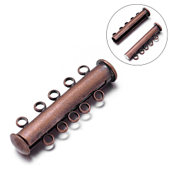 Rotkupfer 5-Stränge 10-Löcher Rohr Messing Magnet Gleitverschluß Spangen, Nickel frei, Rotkupfer, 30x10x7 mm, Bohrung: 2 mm