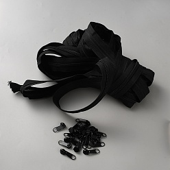 Черный 10м нейлоновая застежка-молния с закрытым концом, с 20шт. бегунками молнии из цинкового сплава, чёрные, 31x2.5 мм