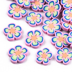 Hot Pink Handmade Polymer Clay Cabochons, Polymer Clay Slices for Resin Crafts & DIY Projects, Flower, Hot Pink, 8~10x8~10.5x2mm, about 5200pcs/1000g