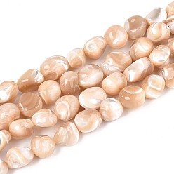 пшеница Натуральная оболочка из трохидных оболочек, самородки, цвет пшеницы, 6~11x6~10x6~10 мм, отверстие : 0.7 мм, около 46~48 шт / нитка, 15.16~15.55 дюйм (38.5~39.5 см)