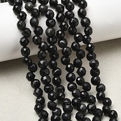 Rainbow Obsidian Нити из натуральных радужных обсидиановых бусин с двойным наконечником, граненые биконические бусины, Топ пробуренной, 6x6 мм, отверстие : 0.6 мм, около 80~83 шт / нитка, 14.96~15.16'' (38~38.5 см)