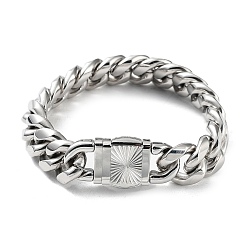 Нержавеющая Сталь Цвет Не тускнеют 304 браслеты из кубинских звеньев из нержавеющей стали для мужчин и женщин, цвет нержавеющей стали, 9 дюйм (22.7 см)