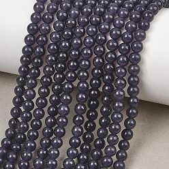 Dark Slate Blue Natural Dyed White Jade Beads Strands, Smooth Round, Dark Slate Blue, 4mm, Hole: 0.8mm, about 87pcs/strand, 14.96''(38cm)