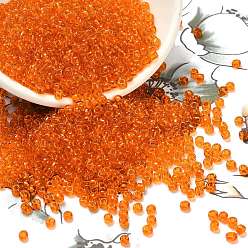 Темно-Оранжевый Fgb 8/0 круглый стеклянный бисер класса А, прозрачные цвета, темно-оранжевый, 8/0, 3x2 мм, отверстие : 1 мм, около 10000 шт / упаковка