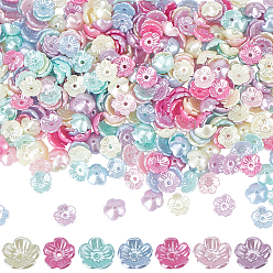 (52) Непрозрачная лаванда 500шт 5-лепестковые колпачки для бусин из АБС-пластика с имитацией жемчуга, цветок, разноцветные, 10.5x10.5x4 мм, отверстие : 1.6 мм