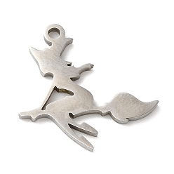 Нержавеющая Сталь Цвет Не тускнеющие подвески на Хэллоуин 201 из нержавеющей стали, очарование ведьмы, цвет нержавеющей стали, 18x18x1.5 мм, отверстие : 1.5 мм