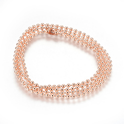 Розовое Золото Нержавеющая сталь мяч цепи ожерелье решений, розовое золото , 28 дюйм (71.5 см), 2.5 мм