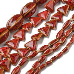 Красный Фарфора ручной работы бисер нитей, разнообразные, красные, 5.5~30x5~31x5~31 мм, отверстие : 0.8~2 мм, около 13~64 шт / нитка, 9.84~15.16'' (38.5 см)