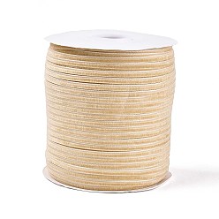 Желтая Старая Ткань  Бархатная лента, одна сторона, для подарочной упаковки, оформление партии, плоский, с катушками, старое кружево, 3~4 мм, около 50.00 ярдов (45.72 м) / рулон