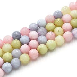 (52) Непрозрачная лаванда Природного кварца нитей бисера, окрашенные, круглые, имитация морганита, разноцветные, 8~8.5 мм, отверстие : 0.9~1 мм, около 45~47 шт / нитка, 14.96~15.35 дюйм (38~39 см)