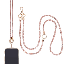 Light Smoked Topaz 1 Set Rhinestone Name Card Straps, with Alloy Finding & Cell Phone Lanyard Tether, Golden, Rectangle, Light Smoked Topaz, 1330mm