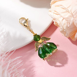 Зеленый Подвесные украшения из стеклянных бусин и сплава в виде ангела, застежка-лобстер для украшений на сумке, зелёные, 48 мм