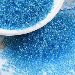 (RR148D) Transparent Dark Aqua Миюки круглые бусины рокайль, японский бисер, (rr 148 d) прозрачный темно-синий, 15/0, 1.5 мм, Отверстие : 0.7 мм , около 27777 шт / 50 г