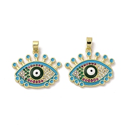 Темно-Голубой Латунные микро проложить кубического циркония подвески, без кадмия, без никеля и без свинца, с эмалью, Злые чары глаз, реальный 18 k позолоченный, глубокое синее небо, 20.5x24.5x4.5 мм, отверстие : 2.5x4 мм