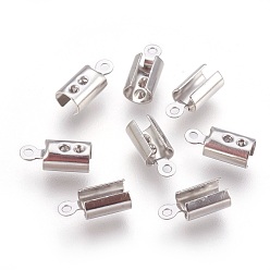 Нержавеющая Сталь Цвет Устойчивы к потускнению 304 нержавеющая сталь, складные обжимные концы, загибаем концы шнура, цвет нержавеющей стали, 9.5x4x3.5 мм, отверстие : 1 мм, внутренний диаметр: 3~3.5 мм