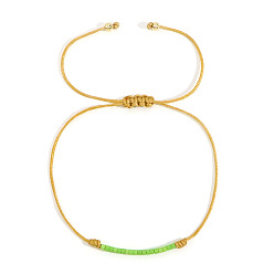 (932FM) Темно-синий аква-матовый с подкладкой Браслеты из бисера ручной работы, плетеные из стеклянных бусин, регулируемые плетеные браслеты из волоконного шнура для женщин, колонка, темно-золотистые