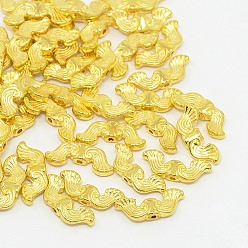 Золотой Сплавочные овальные бусины тибетского стиля , крыло, без свинца, без кадмии и без никеля, золотые, 19x7.5x3.5 мм