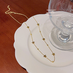 Золотой Ожерелья из нержавеющей стали со звездами для женщин, золотые, 15.75 дюйм (40 см)