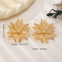 Золотой Серьги сплава, цветок, золотые, 50x50 мм