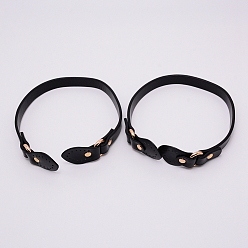 Black PU Leather Shoulder Straps, with Metal Findings, for Bag Straps Replacement Accessories, Light Gold, Black, 508x18~30.5x4.5~12mm