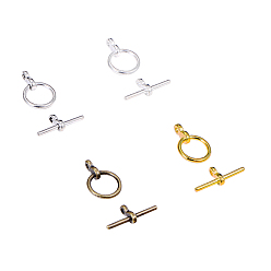 Mixed Color Tibetan Style Toggle Clasps, Donut, Mixed Color, Ring: 12x1.5mm, Hole: 1.5mm, Bar: 8x19x1.5mm, Hole: 1.5mm, 120sets/box