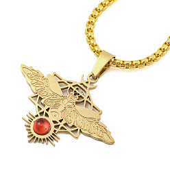 Настоящее золото 18K 201 подвесные из нержавеющей стали ожерелья, Ожерелья с цепочкой, с акриловой, орел, реальный 18 k позолоченный, 23.82 дюйм (60.5 см)