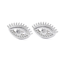 Stainless Steel Color Non-Tarnish 304 Stainless Steel Eye Stud Earring Findings, Earring Settings for Rhinestone, Stainless Steel Color, Fit for 1mm Rhinestone, 10.7x16.7mm, Pin: 0.8mm