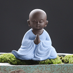 Светло-Голубой Керамика статуя буддийского монаха, украшение для домашнего офиса по фэн-шуй, Небесно-голубой, 90x85 мм