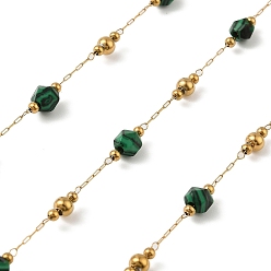 Малахит Ионное покрытие (ip) 304 цепи из нержавеющей стали, с натуральным малахитом, пайки, без кадмия и без свинца, с катушкой, 2~6 мм