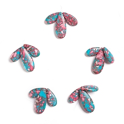 Бледно-фиолетовый Красный Синтетическая золотая линия бирюзовые подвески, окрашенные, слеза, бледно-фиолетовый красный, 34.5~50.5x15~20.5x6.5~7 мм, отверстие : 2 мм