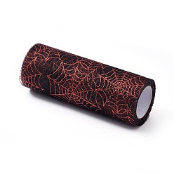 Оранжево-Красный Сетчатые ленты с пауками, тюль ткань, Тюль-рулонная ткань для юбки, оранжево-красный, 6 дюйм (15 см), о 10yards / рулон (9.144 м / рулон)