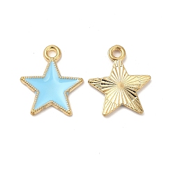 Голубой Подвески из эмали и сплава, без кадмия, без никеля и без свинца, звезда очарование, золотые, голубой, 18x15.5x1.5 мм, отверстие : 1.8 мм