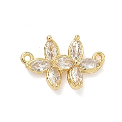 Настоящее золото 18K Подвески из латуни с прозрачным фианитом, , 2 контур, реальный 18 k позолоченный, 9.5x15x5 мм, отверстия : 0.9 mm и 1 мм