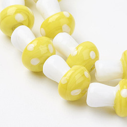 Желтый Бусы лэмпворк ручной работы, гриб, желтые, 11.5~14.5x9~11 мм, отверстие : 1 мм, о 25шт / цепи, 13.54 дюйм (34.4 см)
