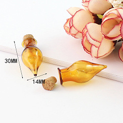 Teardrop Miniature Glass Bottles, with Cork Stoppers, Empty Wishing Bottles, for Dollhouse Accessories, Jewelry Making, Teardrop Pattern, 30x14mm