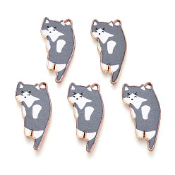 Серый Подвески из эмали и сплава, с печататься, без кадмия, без никеля и без свинца, кошачье очарование, золотые, серые, 25x13x2 мм, отверстие : 1.2~1.4 мм