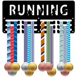 Sports Спортивная тема железная вешалка для медалей настенная стойка для дисплея, 3-линия, с винтами, Бег, спортивный, 130x290 мм, отверстие : 5 мм