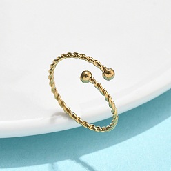 Золотой 304 открытые кольца-манжеты из нержавеющей стали для женщин, твист, ионное покрытие (ip), золотые, 18 мм