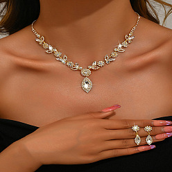 Прозрачный Комплекты из цепочек-подвесок и серег-гвоздиков с подвесками в виде конского глаза и латунных страз, прозрачные, ожерелье: 11.81 дюйм (300 мм)