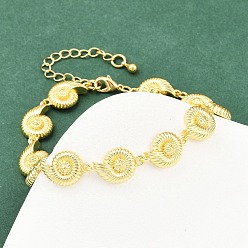 Shell Shape Браслеты из латунной цепочки для женщин, стойки покрытие, долговечный, без свинца и без кадмия, реальный 18 k позолоченный, раковина, 7-1/2 дюйм (18.9 см)