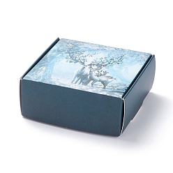 Deer Creative Folding Wedding Candy Cardboard Box, Small Paper Gift Boxes, for Handmade Soap and Trinkets, Deer Pattern, 7.7x7.6x3.1cm, Unfold: 24x20x0.05cm